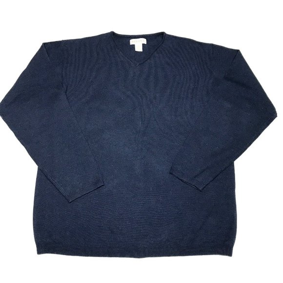 Merona 100% Merino Wool Blue V-Neck Long Sleeve Pullover Sweater Mens XL - Picture 1 of 4